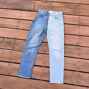 Women's REVICE High Waisted Two-Toned Zip Up Jean